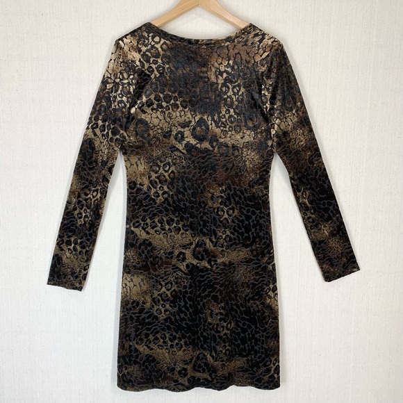 Karen Kane~Long Sleeve Animal Print Burn Out‎ Velour Knee Length Dress~Sz L - Picture 7 of 14